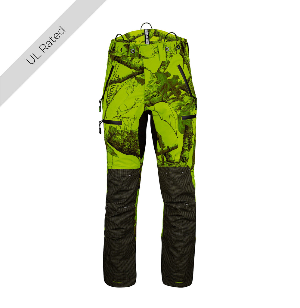 AT4060 UL - Breatheflex Pro Realtree Chainsaw Trousers Design A/Class 1 - Lime - Arbortec US
