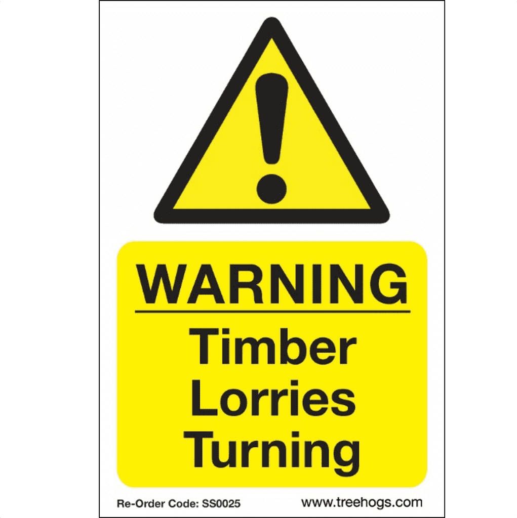 SS0025 Corex Safety Sign - Warning Timber Lorries Turning - Arbortec US