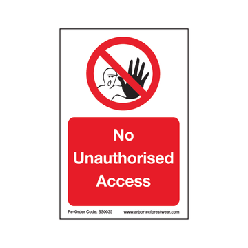 SS0035 Corex Safety Sign - No Unauthorised Access - Arbortec US