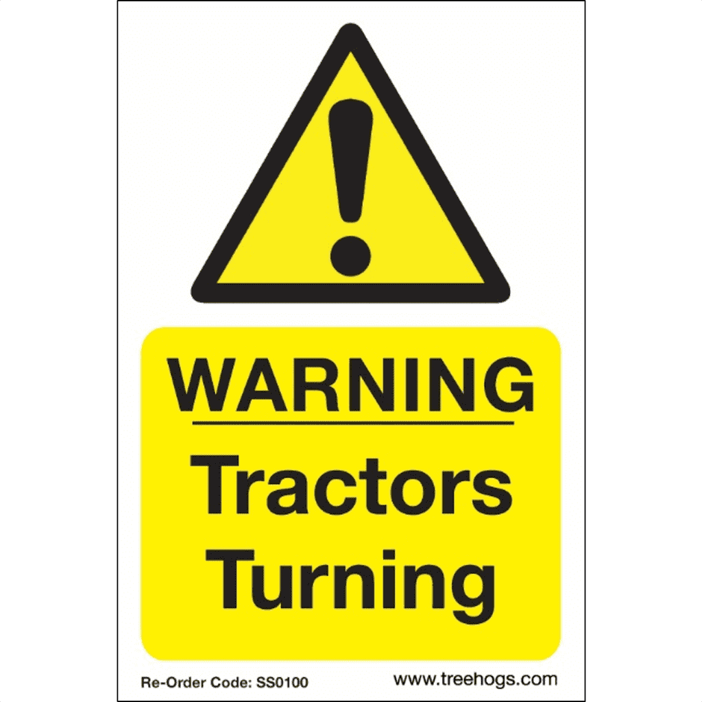 SS0100 Corex Safety Sign - Warning Tractors Turning - Arbortec US