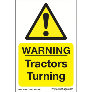 SS0100 Corex Safety Sign - Warning Tractors Turning - Arbortec US